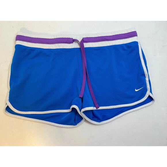 Nike Shorts Womens The Athletic Dept Athletic Size L Retro Swoosh Blue Purple - Picture 1 of 4